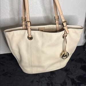 Michael Kors Cream Tote with Gold Hardware